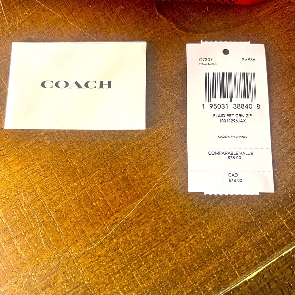 COACH Buffalo Plaid Corner Zip Wristlet